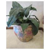 Artifical Plant in Large Porcelain Planter 16"D