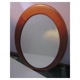 Oval Wood Framed Wall Mirror, Beveled Mirror,