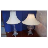 2 Glass Based Lamps/Metal Base w/Shades--25" Tall
