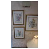 3 Gold Framed/Matted Needlepoint-- 2 are 12" x