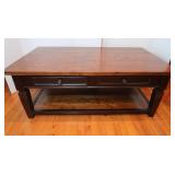 Plank Wood Coffee Table--2 Drawers, One