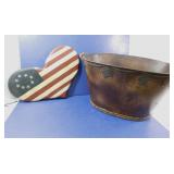 Copper Tub, Flag Heart Decor