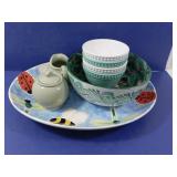 Pottery Platter, Bowl, Cream and Sugar and More