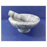 Marble White with Black Vein Mortar and Pestle