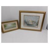 Framed/Matted Watercolors 1 - 2.5x18.5 and 1-