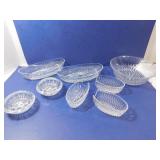 Lead Crystal Bowl Lot - Spoon Rests, Serving