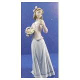 Lladro Girl with Basket of Flowers