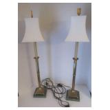 2 Candlestick Lamps--Stone Bases--32 " Tall