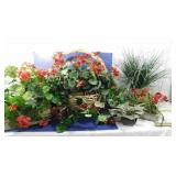 3 Artificial Flowers in Baskets
