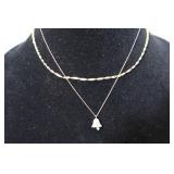 2-14K Chains(16" & 18" w/Bell Pendant/Dia)-2.6g
