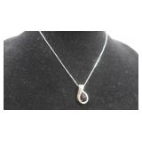 Sterling Onyx 18" Necklace w/Diamonds