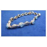 Sterling Gold Plat Blue Topaz Bracelet-7 1/4"