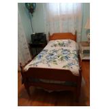 Blonde Twin Headboard/Footboard w/Bedding/Mattress