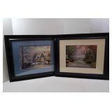 2 Framed/Matted Thomas Kinkade Calendar Pages