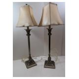 2 Metal Lamps w/Shades-31"H