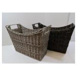 2 Plastic Wicker Waste Baskets-15x17x11"H