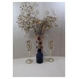 Home Decor Lot-Vase-15 1/2"H, 2 Decorative Candles