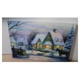 Thomas Kinkade Canvas Art Work-Lights up