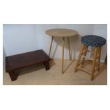 3 Pcs-Stool24"H, Wooden Pcs-9"Hx26"Wx17"D,