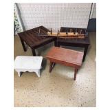 2 Wood Patio Tables-17x17x14
