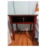 Dark Wood Table w/Glass Protector-Good Condition