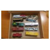 Boxes of model train parts and pieces