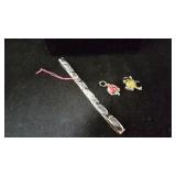 Lot of Two Charms and One Pink Ribbon Bracelet