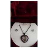 Sterling Silver Heart Necklace - 18"  and Matchin