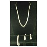 Necklace, Earrings and Bracelet Set - Stamped Ster