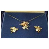 Sterling Silver Necklace and Matching Earrings - C