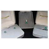 Set of Matching Earrings, Ring and Necklace. Stamp