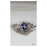 10K White Gold Ring with Diamonds and (believed to