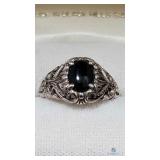 Sterling Silver Ring with Black Center Stone