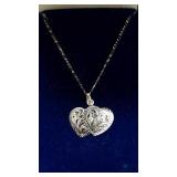 Sterling Silver Necklace with Double Heart Pendant