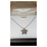 Necklace with Stamped Sterling Silver Flower Penda