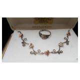 Black Hills Style Stamped Sterling Silver and 10K