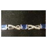 10K White Gold Bracelet with Blue Stones