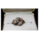 Black Hills Style Stamped Sterling Silver Ring wit