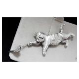 Silver-Colored Cat Pin with Butterfly