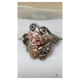 Black Hills Style Stamped Sterling Silver Ring wit