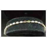 Sterling Silver Bracelet with Multi-Colored Stones