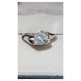 14K White Gold Ring with Blue Topaz