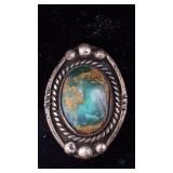 Indian Sterling Silver Ring with Turquoise
