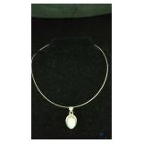 Sterling Silver Necklace with Moonstone Pendant