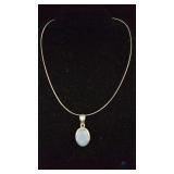 Sterling Silver Necklace with Chalcedony Pendant
