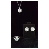 Matching Set of Silver Plate Necklace, Earrings an
