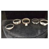 Lot of Five Assorted Rings, some with stones