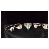 Lot of Five Assorted Rings with Stones