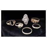 Lot of Six Assorted Rings