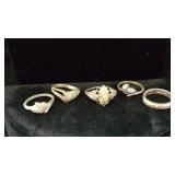 Lot of Five Assorted Black Hills Style Rings